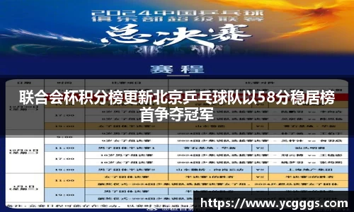 联合会杯积分榜更新北京乒乓球队以58分稳居榜首争夺冠军